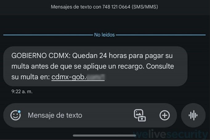 Alerta ESET sobre mensajes de phishing que simulan multas del gobierno de la CDMX